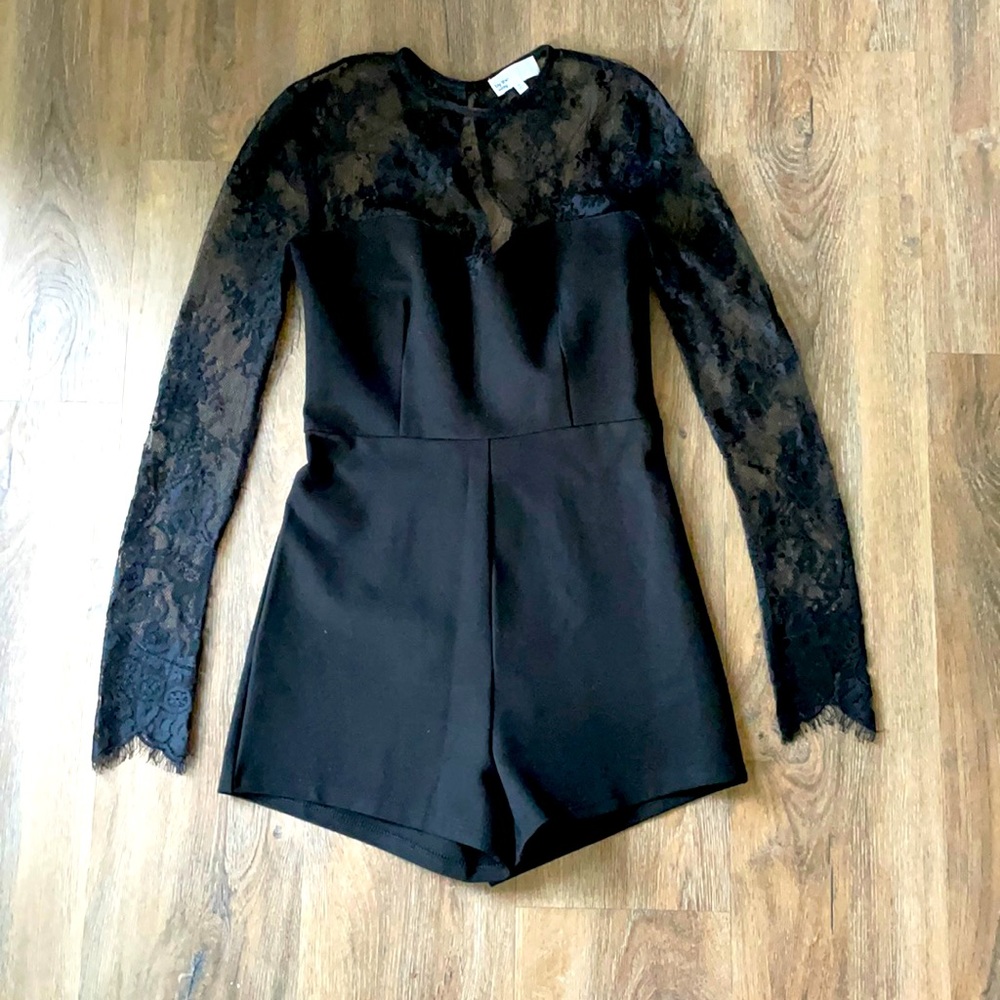 by the way. Black Lace Long Sleeve Romper - Picture 2 of 3